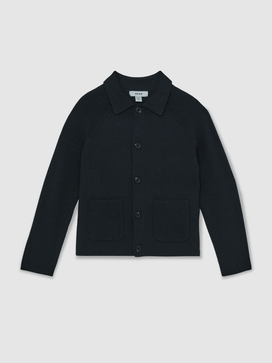 Reiss 13-14 yrs Button-Through Knitted Cardigan in Navy