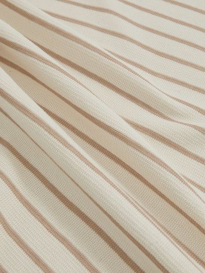 Reiss Cotton Textured Stripe T-Shirt in Oatmeal/White