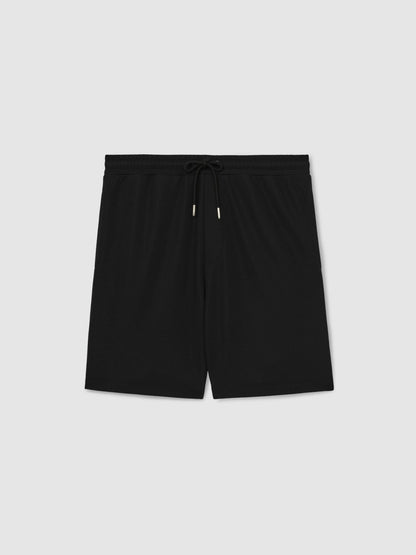 Reiss Textured Drawstring Shorts in Black