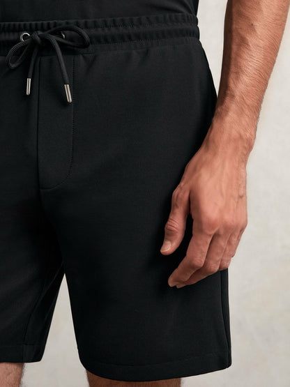 Reiss Textured Drawstring Shorts in Black