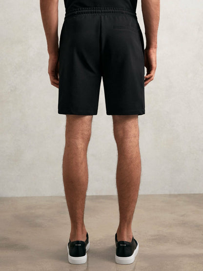 Reiss Textured Drawstring Shorts in Black