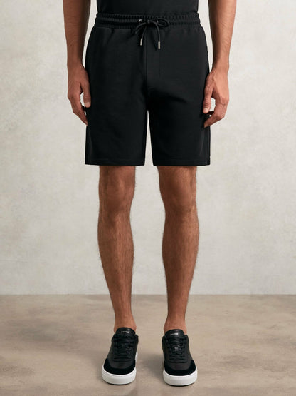 Reiss Textured Drawstring Shorts in Black