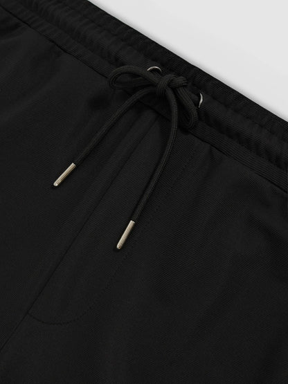 Reiss Textured Drawstring Shorts in Black