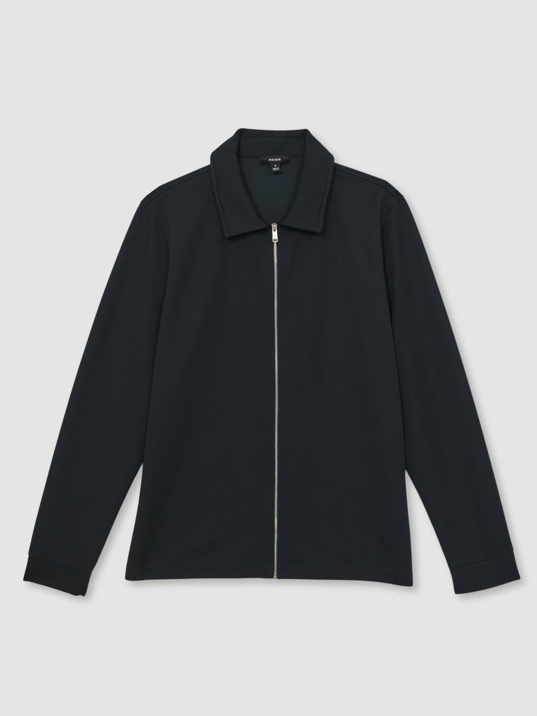 Reiss Textured Zip Through Overshirt in Navy