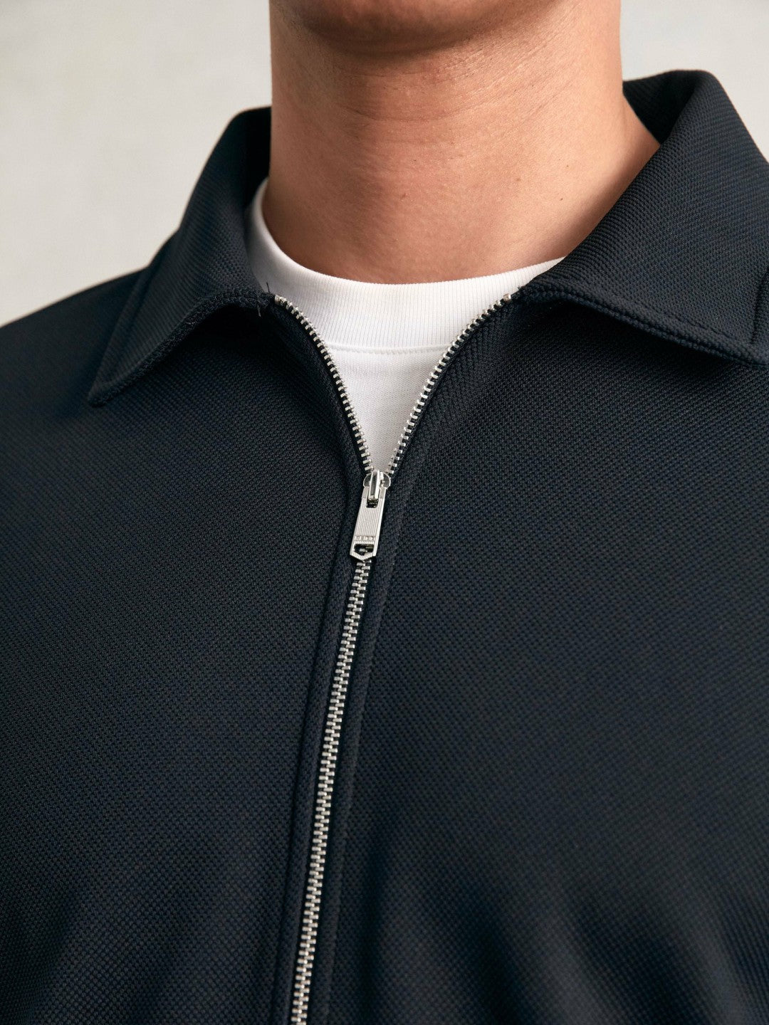 Reiss Textured Zip Through Overshirt in Navy
