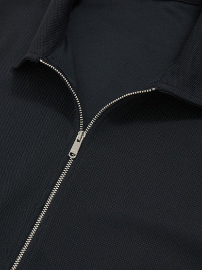 Reiss Textured Zip Through Overshirt in Navy