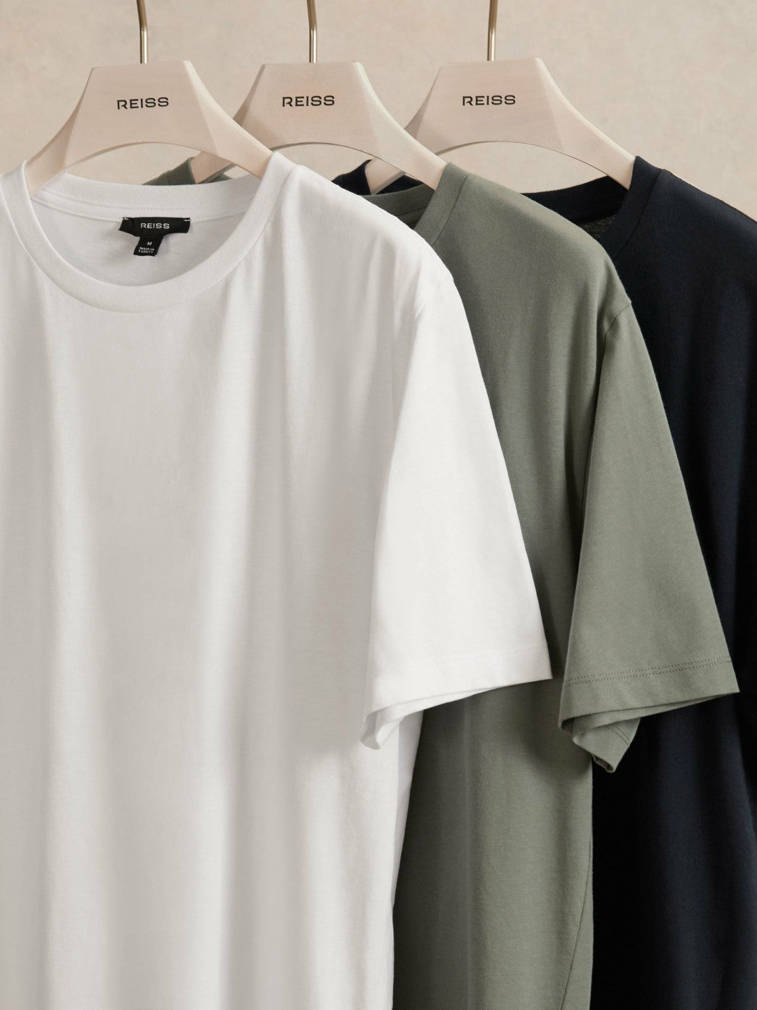 Reiss T-Shirts 3 Pack in White/Navy/Dark Sage Green