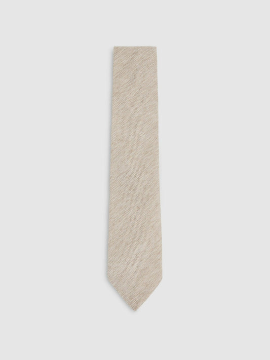 Reiss Wool-Silk Textured Tie in Oatmeal