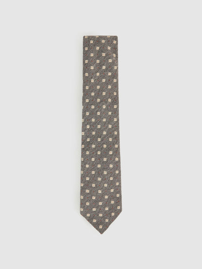 Reiss Wool-Silk Floral-Medallion Tie in Grey