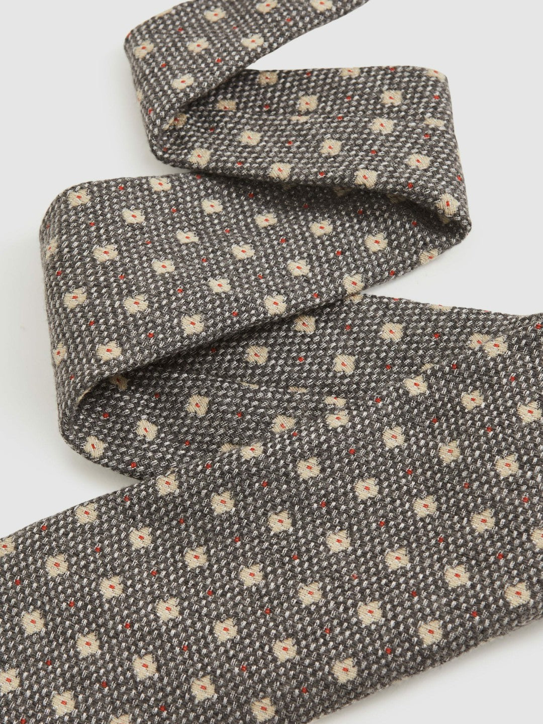 Reiss Wool-Silk Floral-Medallion Tie in Grey