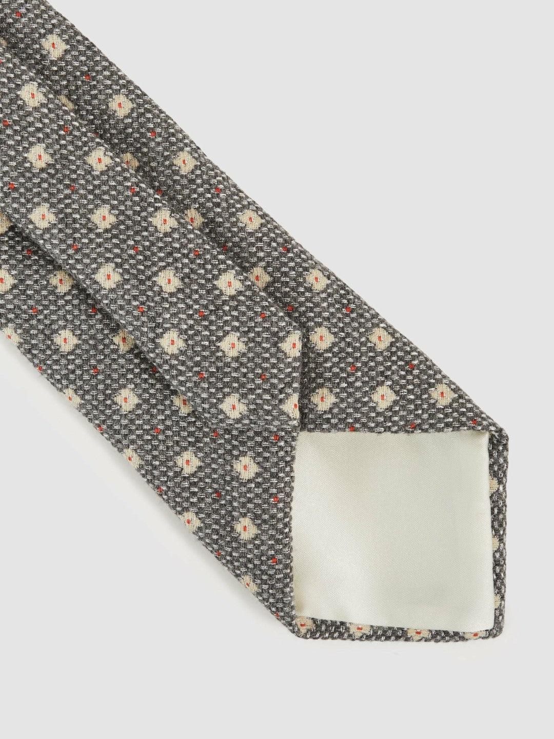 Reiss Wool-Silk Floral-Medallion Tie in Grey