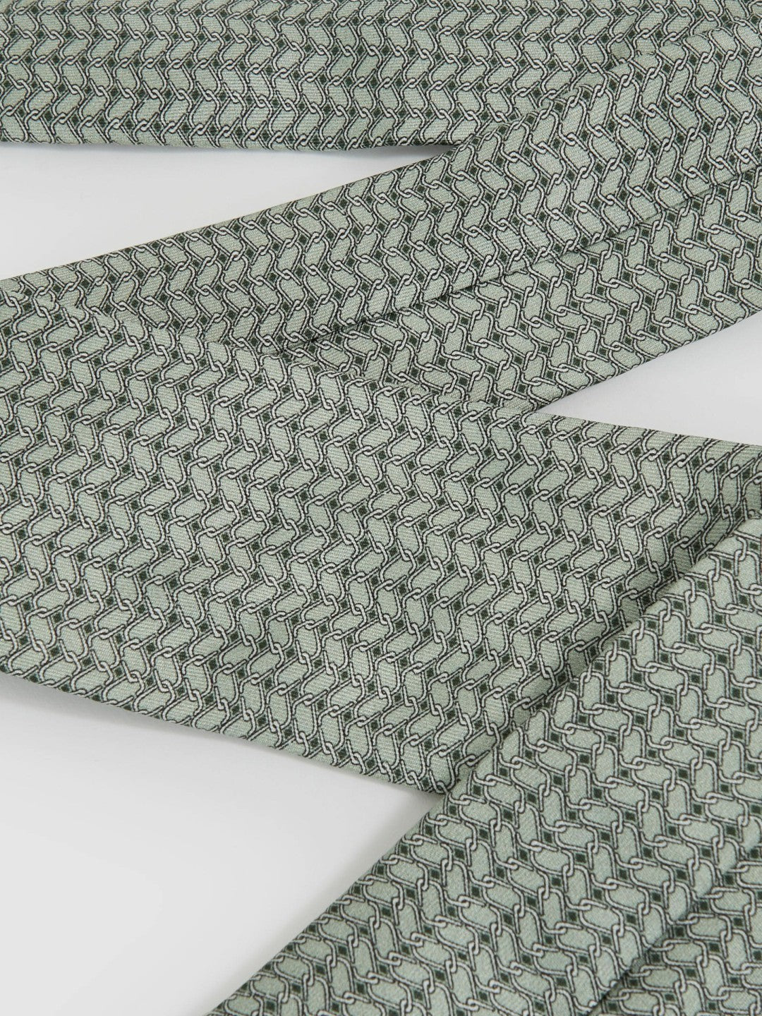 Reiss Silk Geometric-Chain Print Tie in Sage
