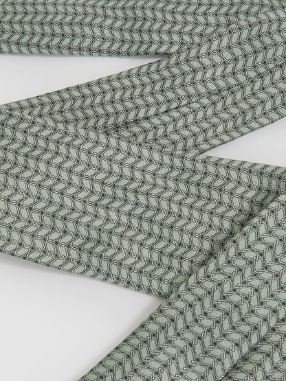 Reiss Silk Geometric-Chain Print Tie in Sage