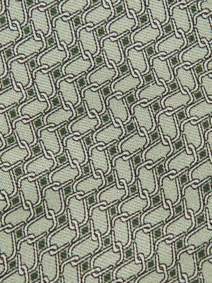 Reiss Silk Geometric-Chain Print Tie in Sage