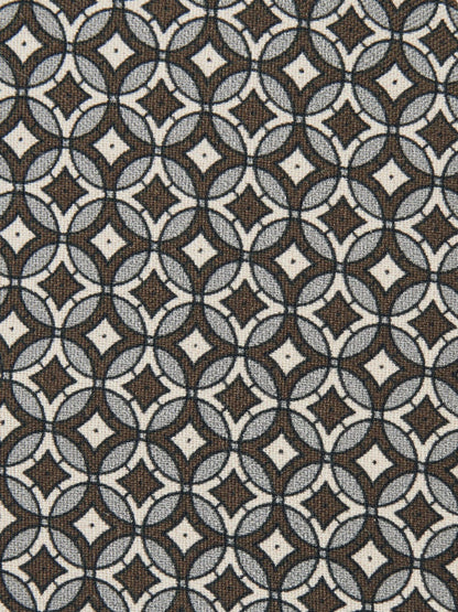Reiss Silk Geometric-Print Tie in Chocolate Brown Multi
