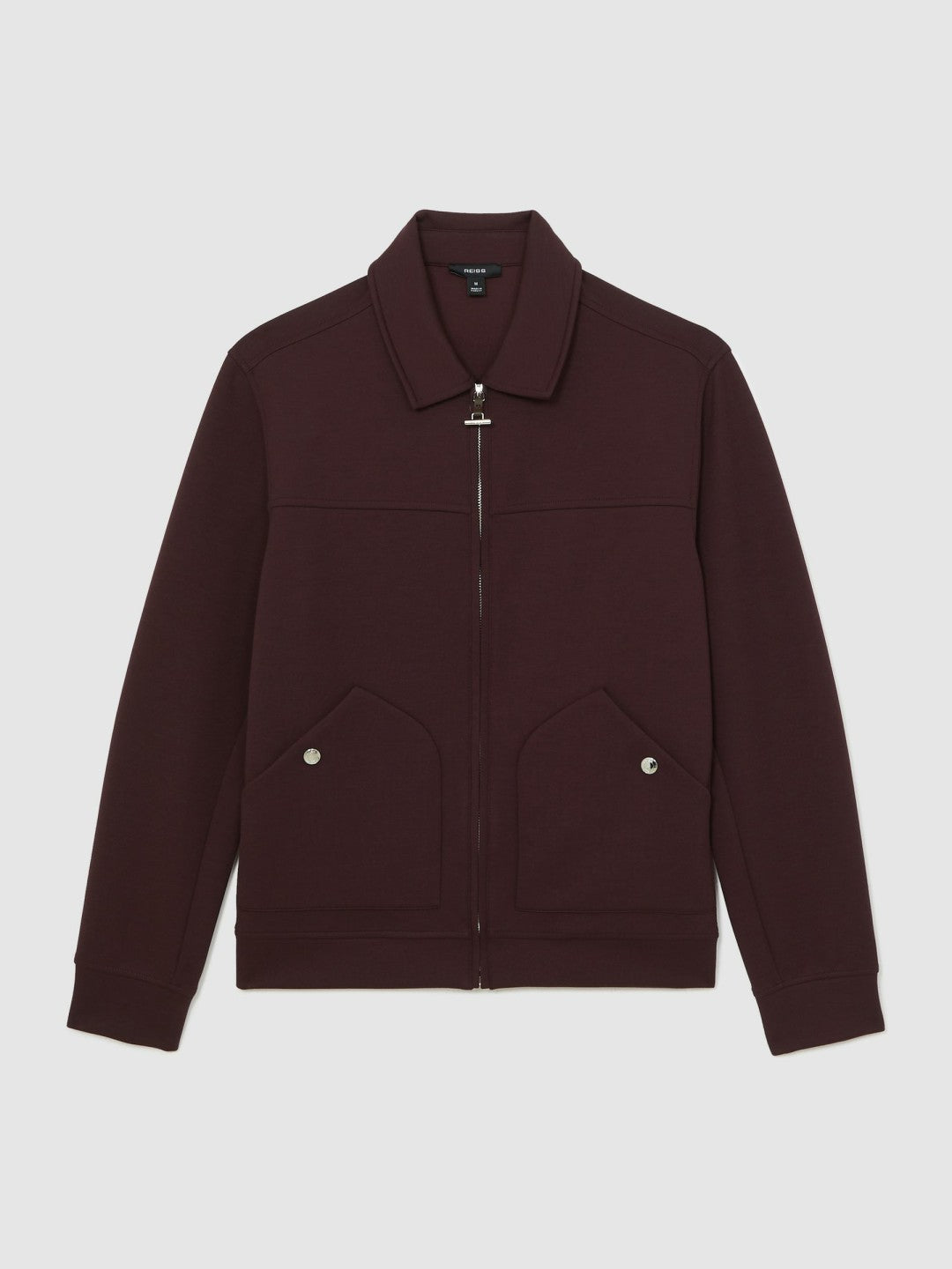 Reiss Interlock Zip Through Overshirt in Cherry Red