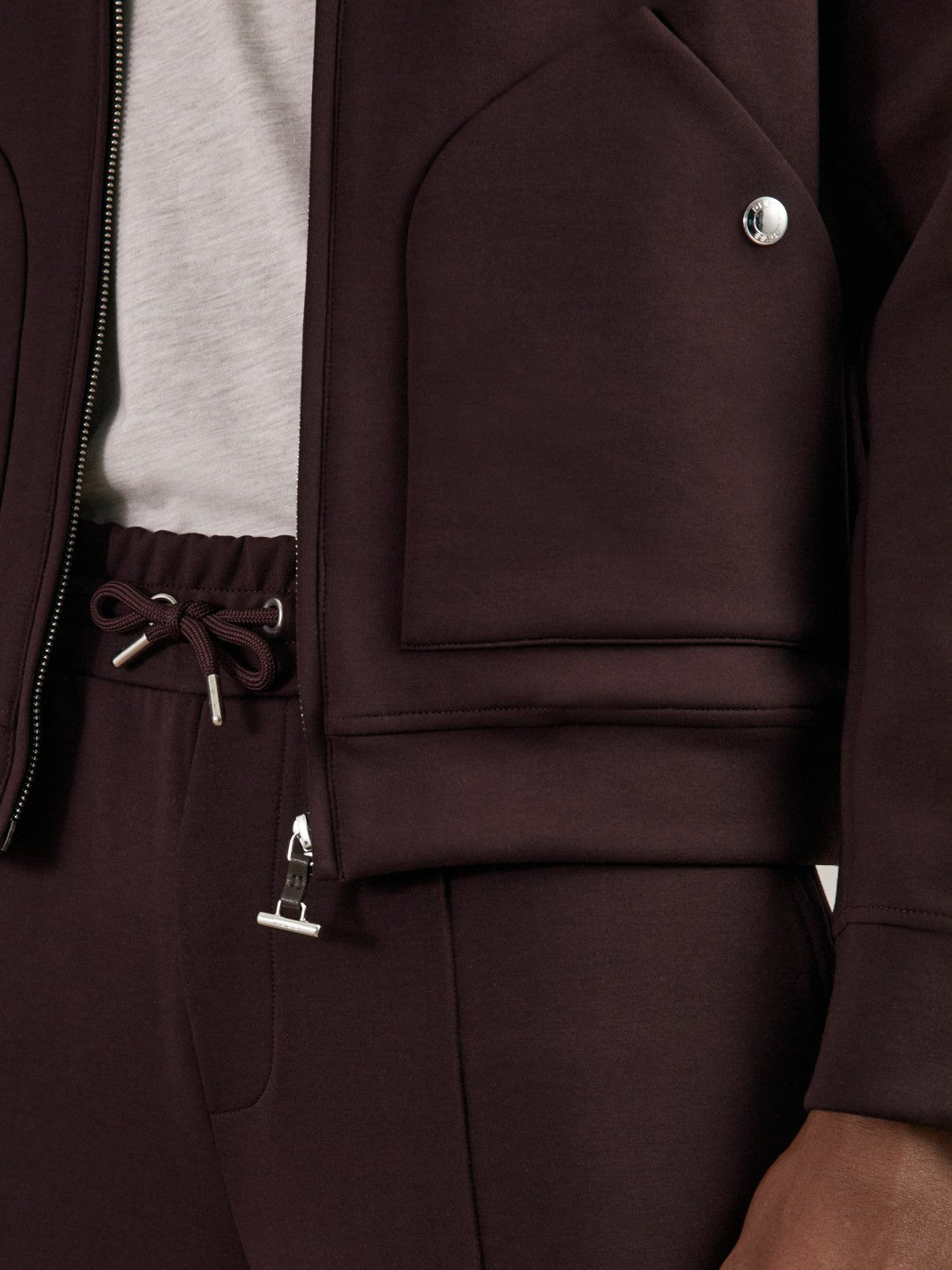 Reiss Interlock Zip Through Overshirt in Cherry Red