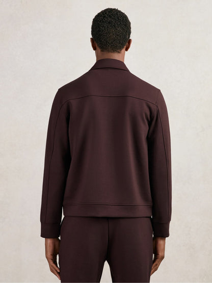 Reiss Interlock Zip Through Overshirt in Cherry Red