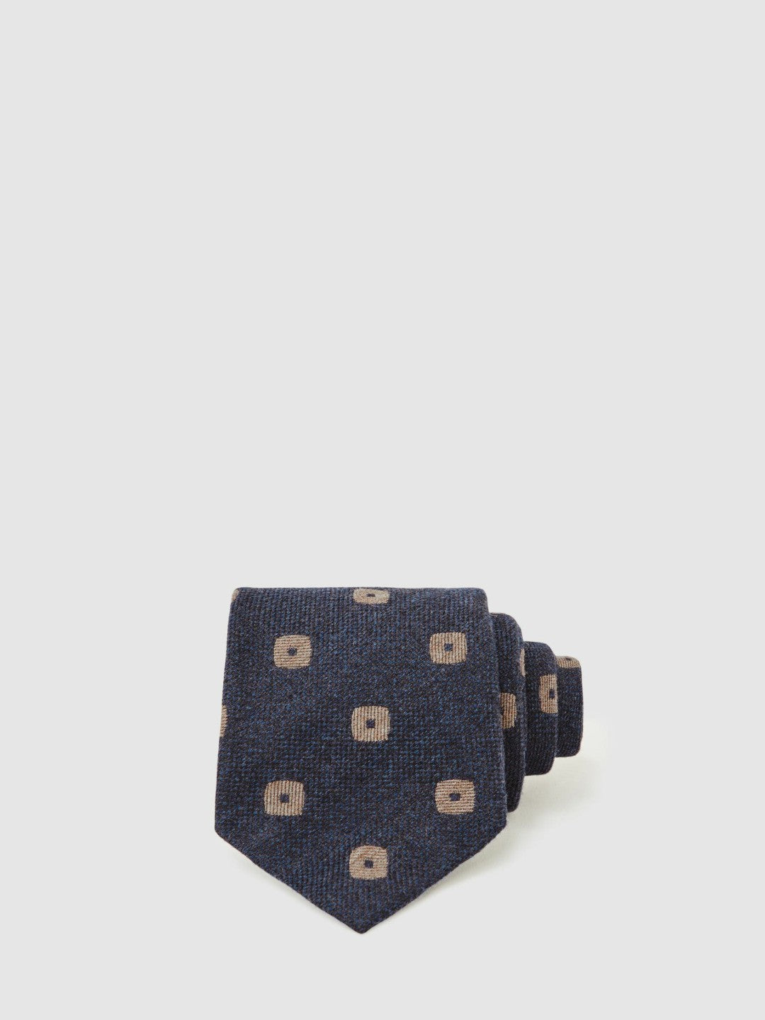Reiss Silk-Wool Square-Medallion Tie in Navy