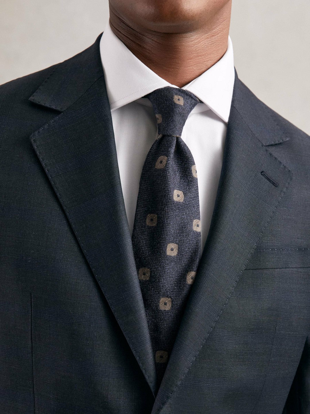 Reiss Silk-Wool Square-Medallion Tie in Navy