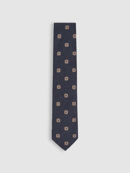 Reiss Silk-Wool Square-Medallion Tie in Navy