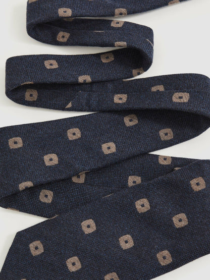 Reiss Silk-Wool Square-Medallion Tie in Navy