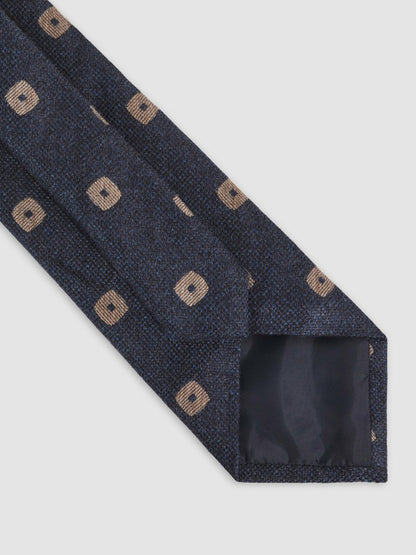 Reiss Silk-Wool Square-Medallion Tie in Navy