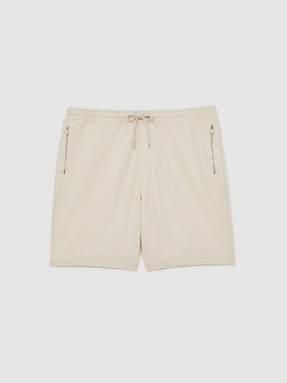 Reiss Textured Drawstring Shorts in Stone