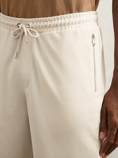 Reiss Textured Drawstring Shorts in Stone