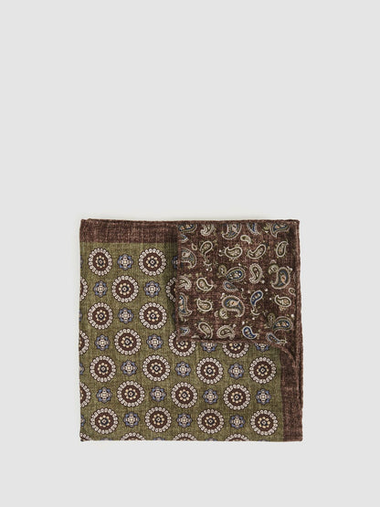 Reiss Silk Medallion Paisley Pocket Square in Sage
