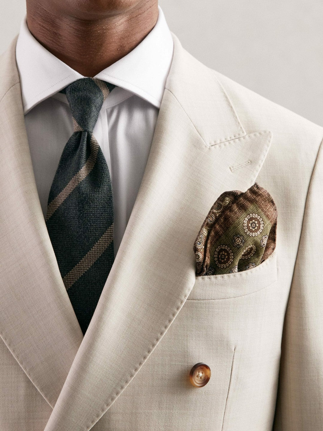Reiss Silk Medallion Paisley Pocket Square in Sage
