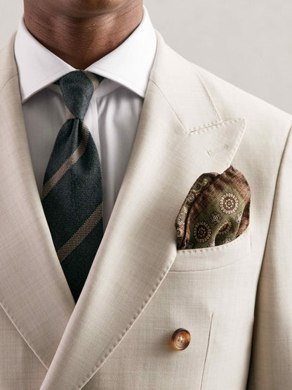 Reiss Silk Medallion Paisley Pocket Square in Sage