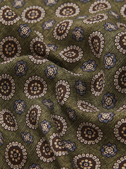 Reiss Silk Medallion Paisley Pocket Square in Sage