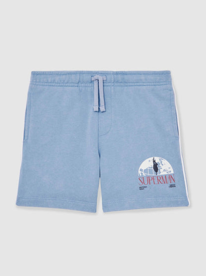 Reiss 13-14 yrs Superman Logo-Print Shorts in Light Blue