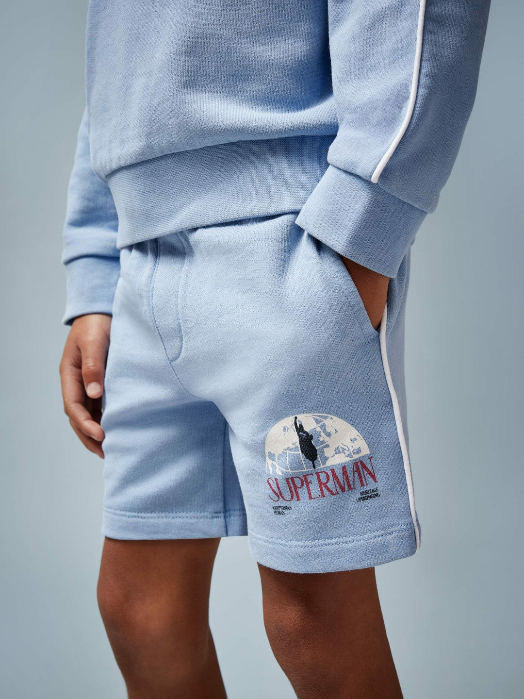 Reiss 13-14 yrs Superman Logo-Print Shorts in Light Blue