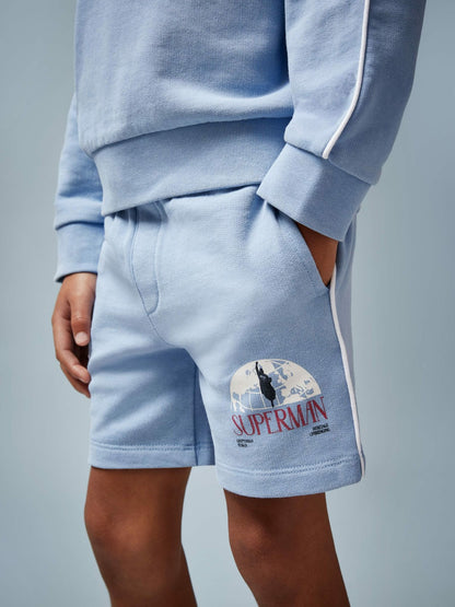 Reiss 13-14 yrs Superman Logo-Print Shorts in Light Blue