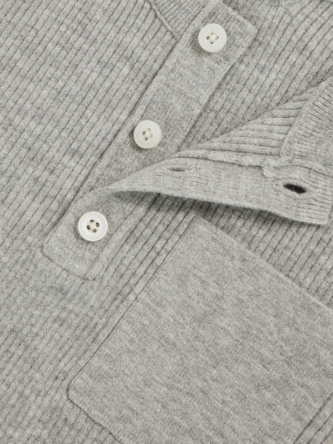 Reiss 13-14 yrs Cotton-Blend Rib-Knit Henley Top in Mid Grey Melange
