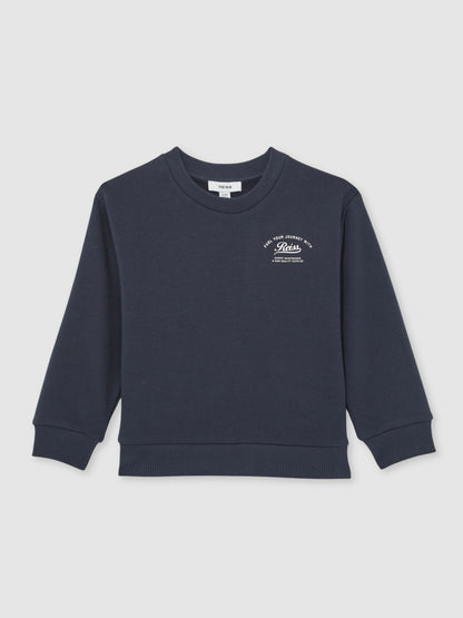 Reiss 9-13 yrs Cotton Blend Motor Cars Sweatshirt in Washed Blue