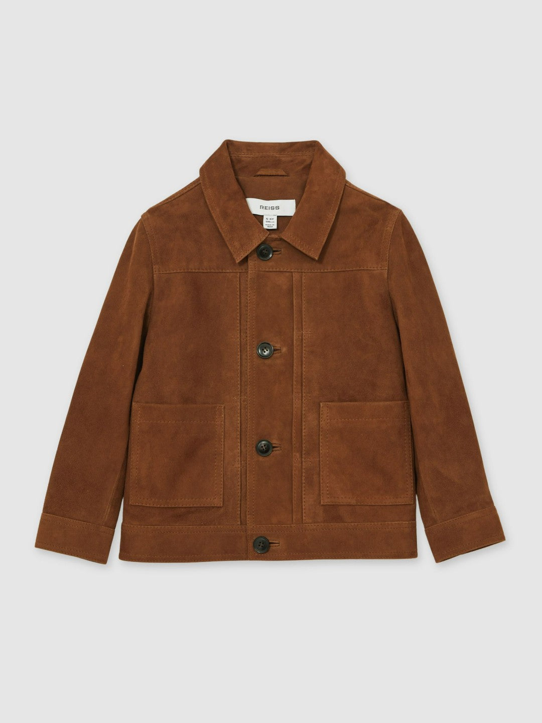 Reiss 13-14 yrs Suede Worker Jacket in Tobacco Brown