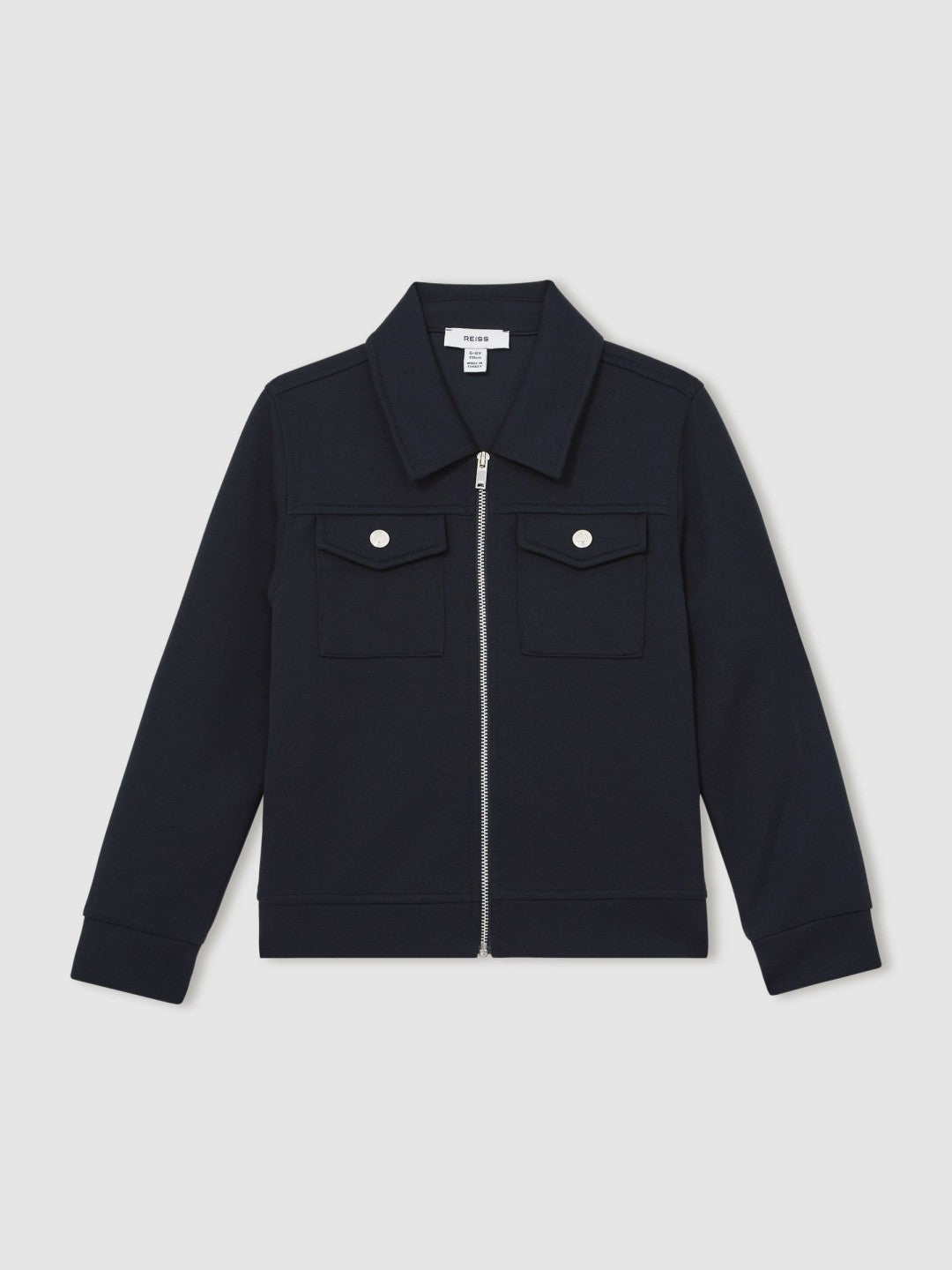 Reiss 3-9 yrs Interlock Zip Through Overshirt in Navy Blue