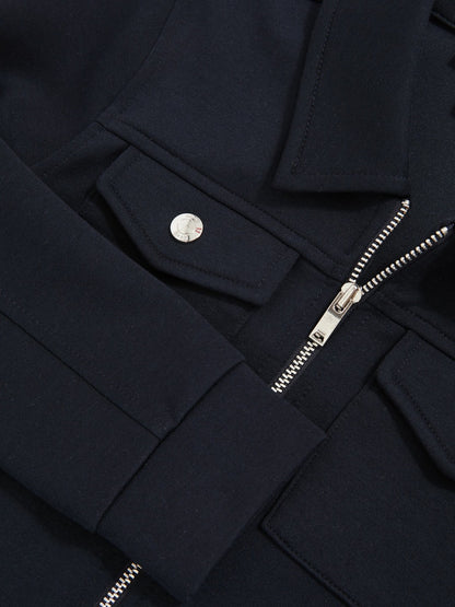 Reiss 3-9 yrs Interlock Zip Through Overshirt in Navy Blue