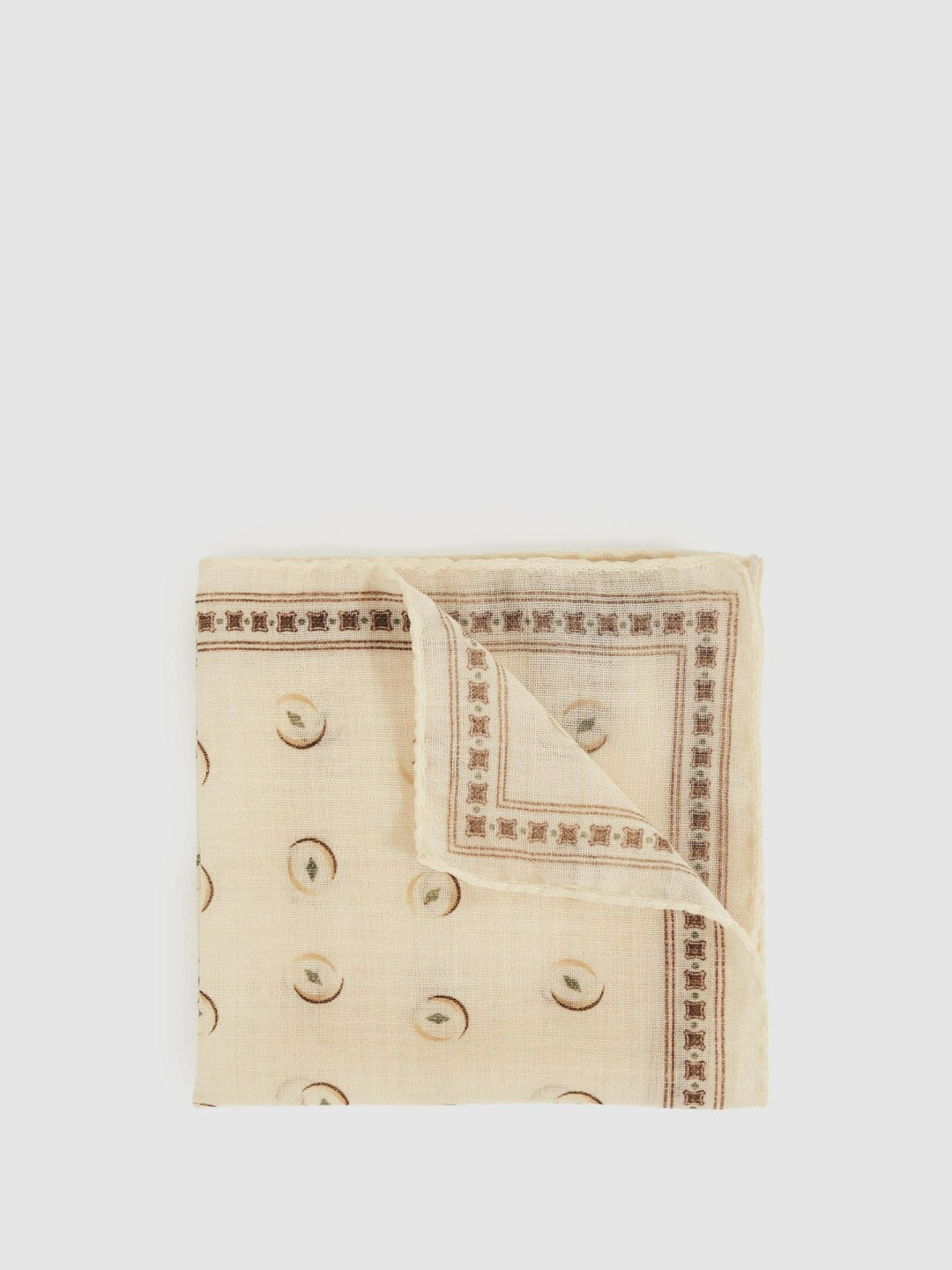 Reiss Wool Motif Print Pocket Square in Off White