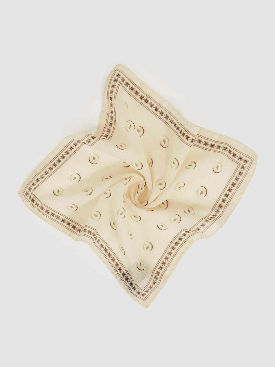 Reiss Wool Motif Print Pocket Square in Off White