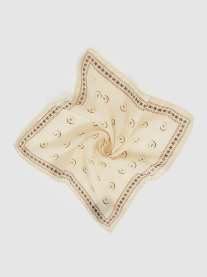 Reiss Wool Motif Print Pocket Square in Off White