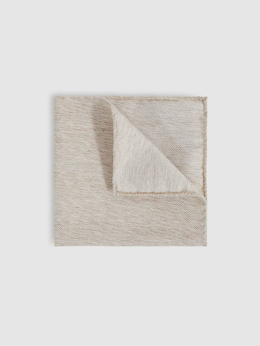 Reiss Wool Silk Textured Pocket Square in Oatmeal