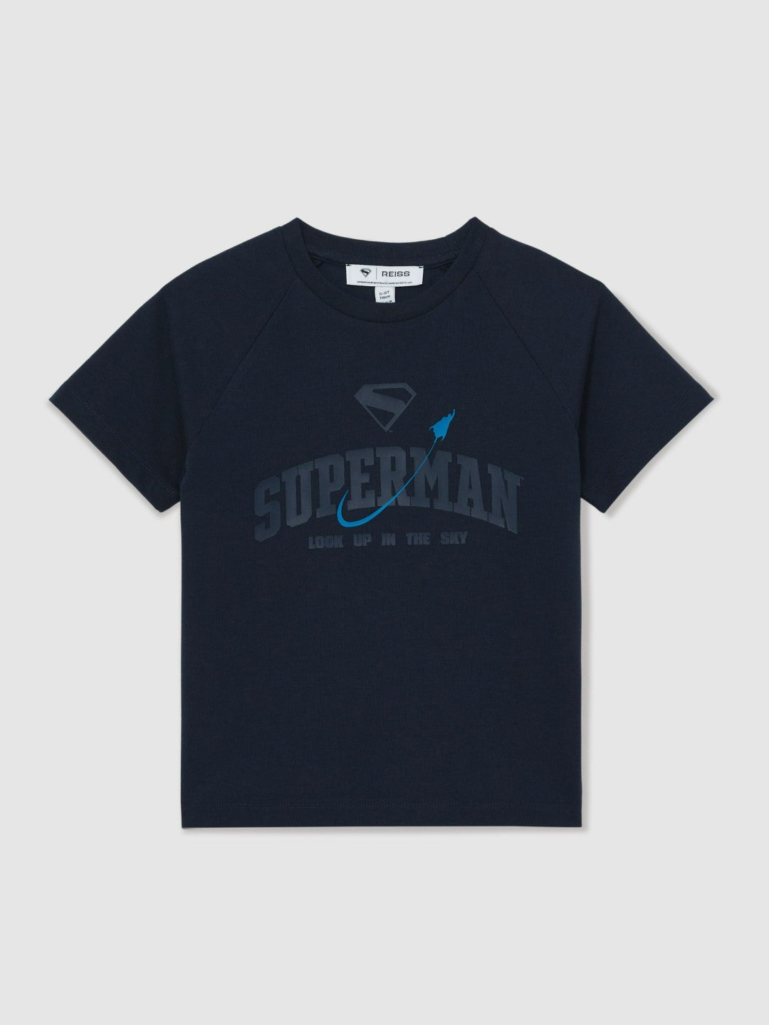 Reiss 9-13 yrs Superman Raglan Logo T-Shirt in Navy Blue