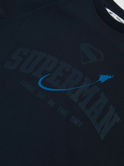 Reiss 9-13 yrs Superman Raglan Logo T-Shirt in Navy Blue