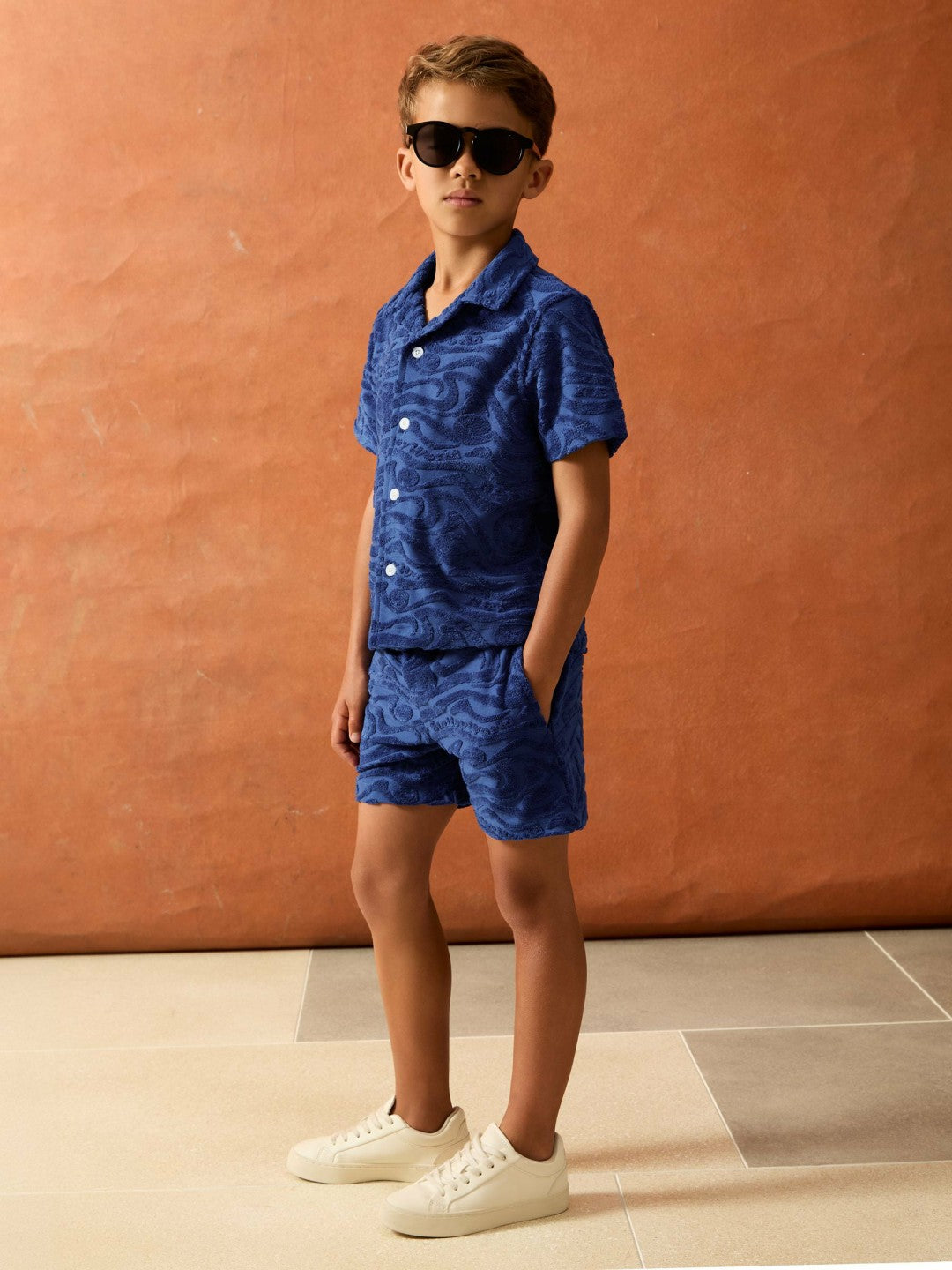Reiss 9-13 yrs SmileyWorld Wave Texture Shorts in Bright Blue