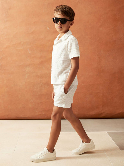 Reiss 3-9 yrs SmileyWorld Wave Texture Shorts in White