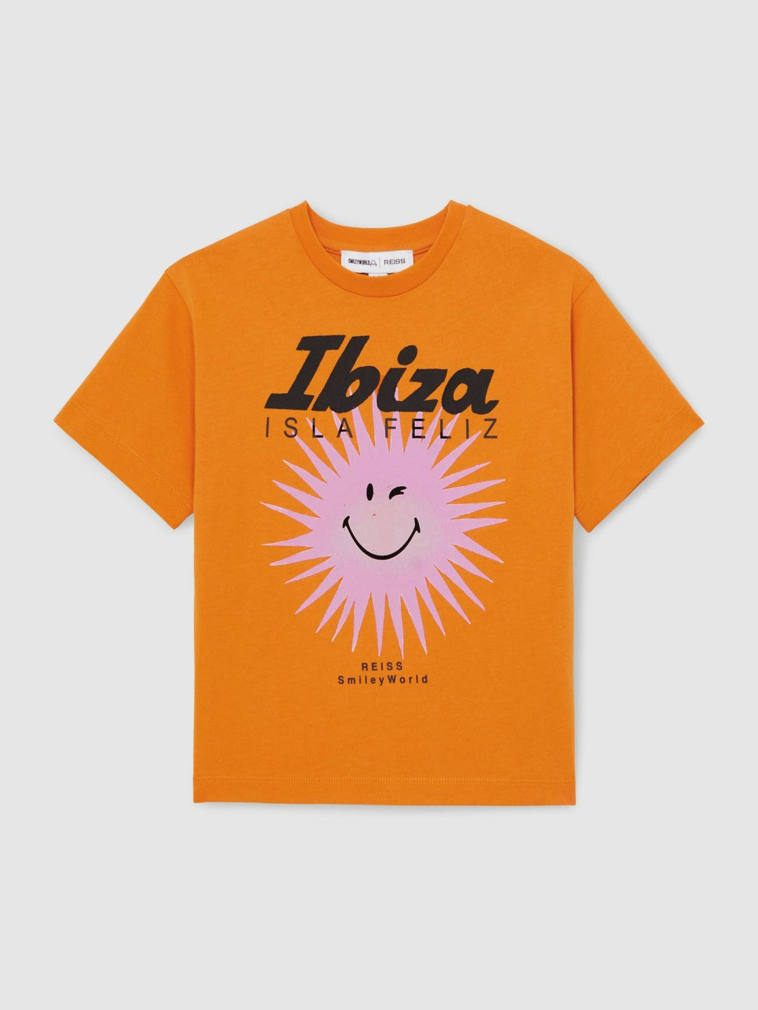 Reiss 9-13 yrs SmileyWorld Sun Motif T-Shirt in Orange